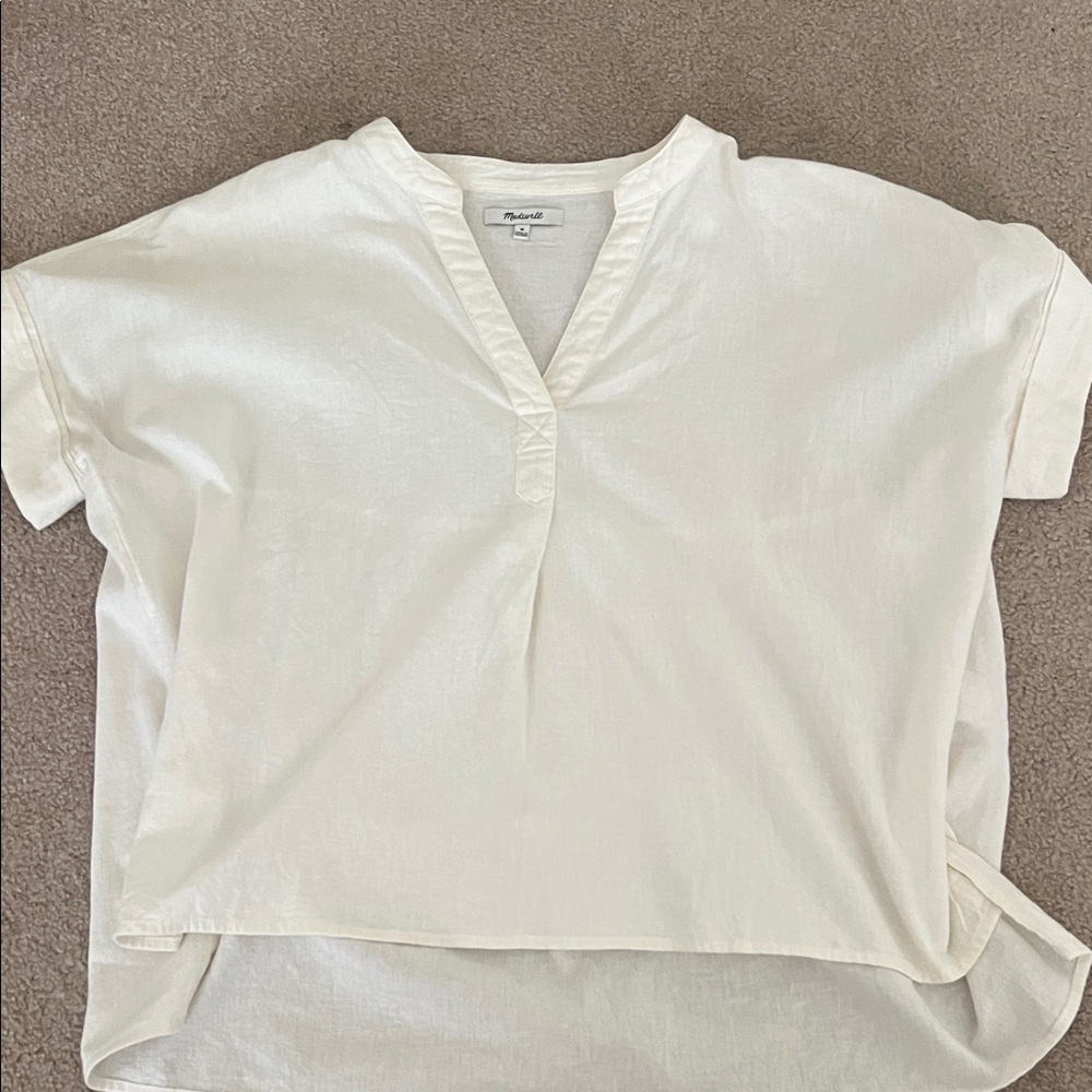 Madewell Cream V-Neck Blouse